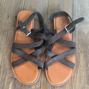 TOMS Sicily Black Denim Flats Women’s Sandal Size 10w